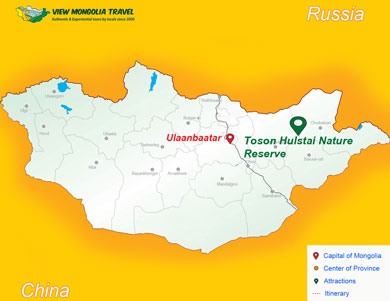 Toson Hulstai Nature Reserve map