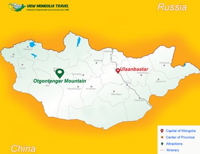 Otgontenger Mountain map